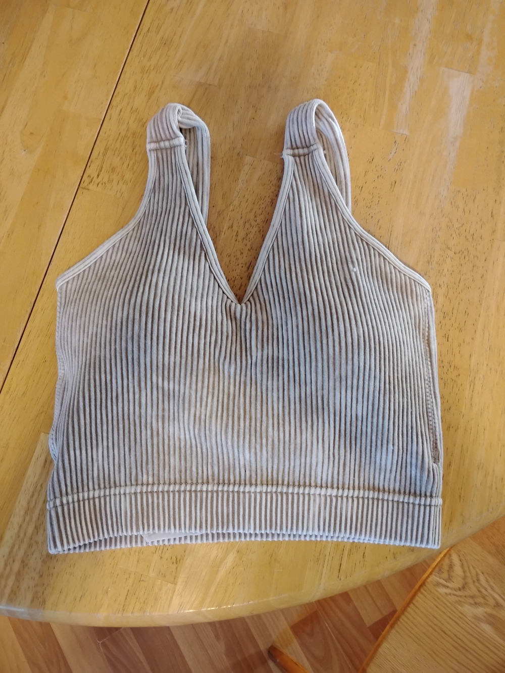 Zenana Women’s Ribbed V-Neck Crop Tank Top - Beige
